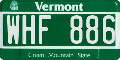 VT license plate WHF886