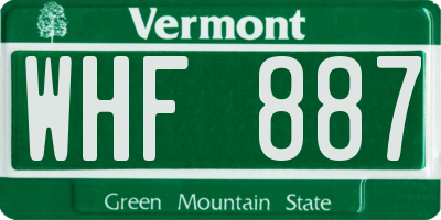 VT license plate WHF887