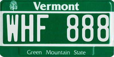 VT license plate WHF888