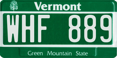 VT license plate WHF889