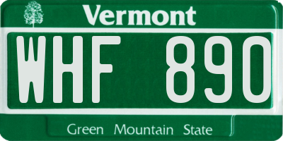 VT license plate WHF890