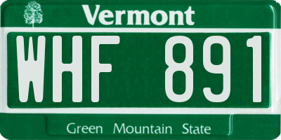 VT license plate WHF891
