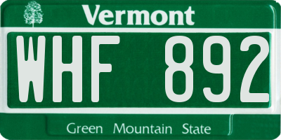 VT license plate WHF892