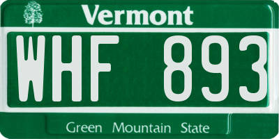 VT license plate WHF893