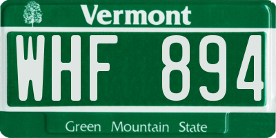 VT license plate WHF894