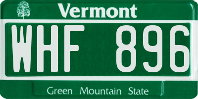 VT license plate WHF896