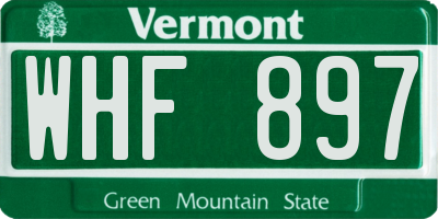 VT license plate WHF897