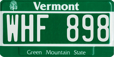 VT license plate WHF898