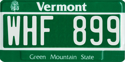 VT license plate WHF899