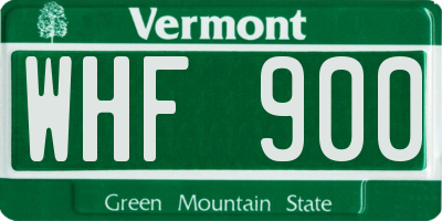 VT license plate WHF900