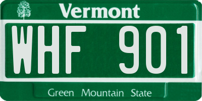 VT license plate WHF901