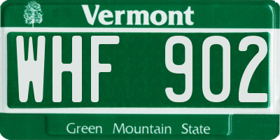 VT license plate WHF902