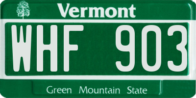 VT license plate WHF903