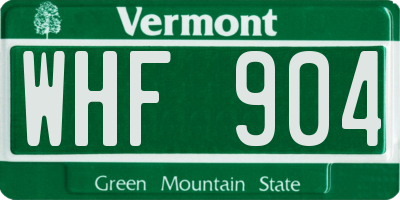 VT license plate WHF904