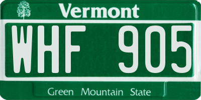 VT license plate WHF905