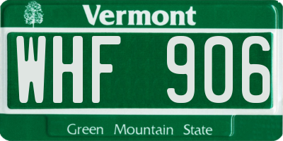 VT license plate WHF906