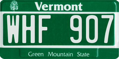 VT license plate WHF907