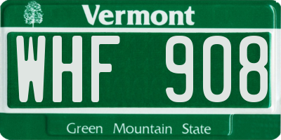 VT license plate WHF908