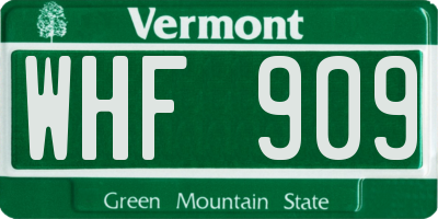 VT license plate WHF909