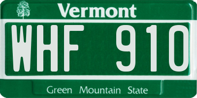 VT license plate WHF910