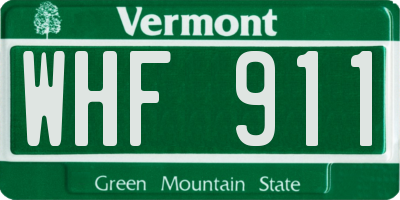VT license plate WHF911
