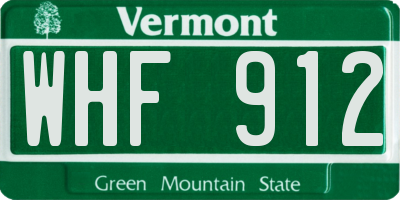 VT license plate WHF912