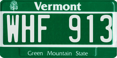 VT license plate WHF913