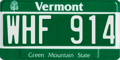 VT license plate WHF914