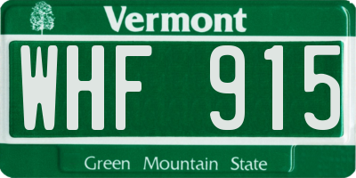 VT license plate WHF915