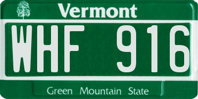 VT license plate WHF916