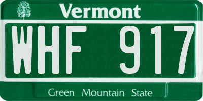VT license plate WHF917