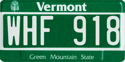 VT license plate WHF918