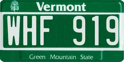 VT license plate WHF919