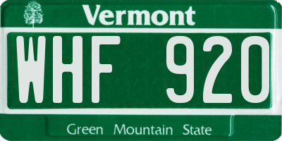 VT license plate WHF920