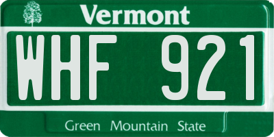 VT license plate WHF921