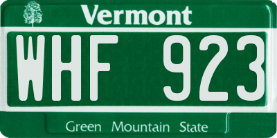 VT license plate WHF923