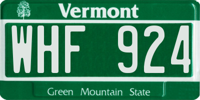VT license plate WHF924