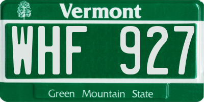 VT license plate WHF927