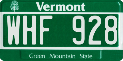VT license plate WHF928