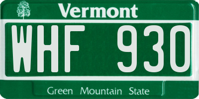 VT license plate WHF930
