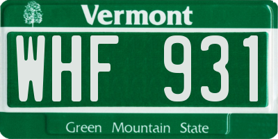 VT license plate WHF931