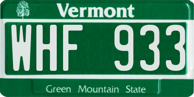 VT license plate WHF933