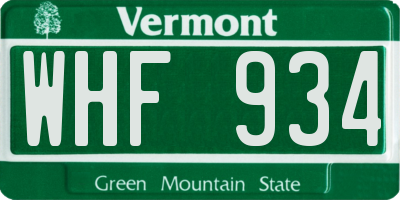 VT license plate WHF934