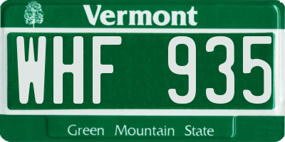 VT license plate WHF935