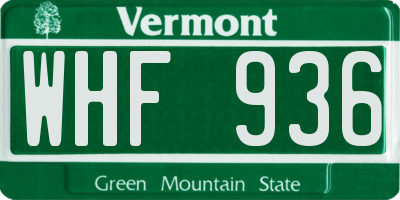 VT license plate WHF936