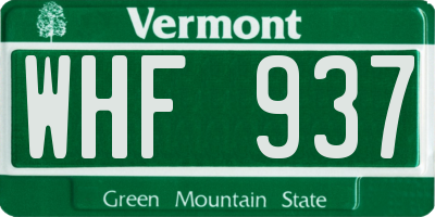 VT license plate WHF937