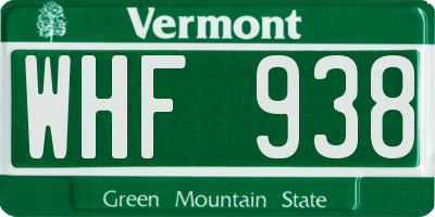 VT license plate WHF938