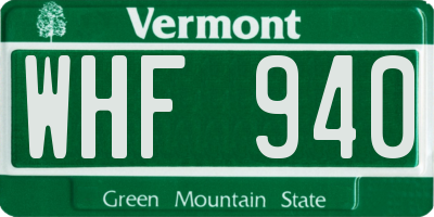 VT license plate WHF940