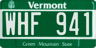 VT license plate WHF941