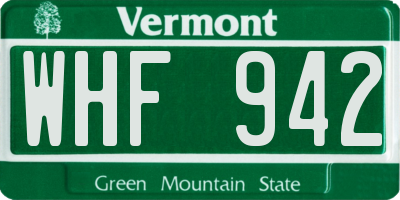 VT license plate WHF942